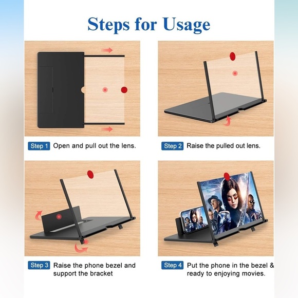 13” Screen Magnifier For Cell Phone 3D Magnifying Projector Screen Enlarger - Picture 3 of 6